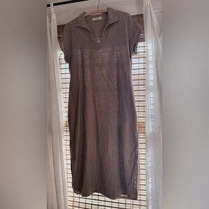Aura Brown Linen Blend Casual Dress